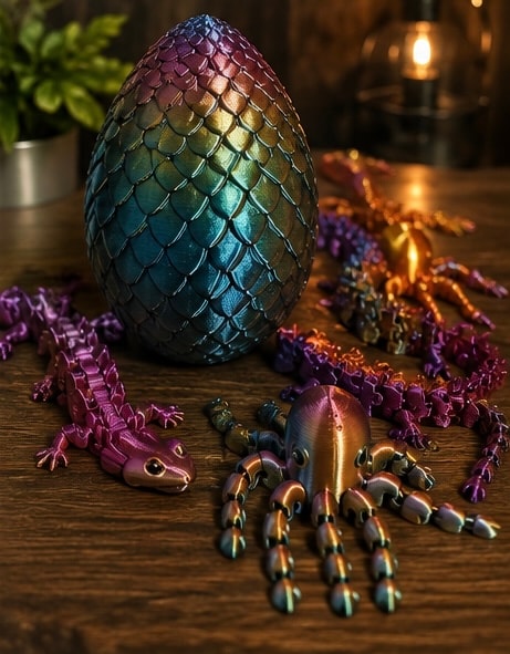 Dragon egg with clawed feet hatching