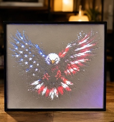 Eagle with American flag wings art