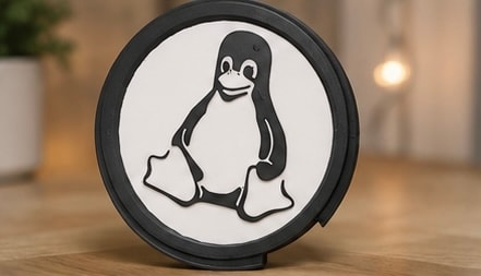 Linux penguin logo circular display