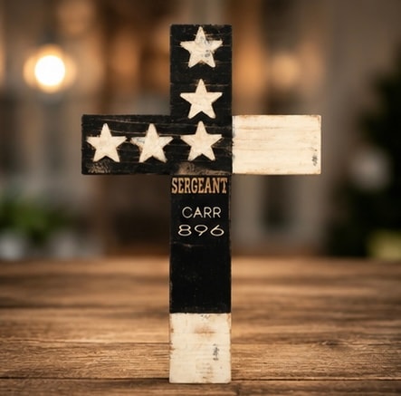 Military memorial cross for Sergeant Carr