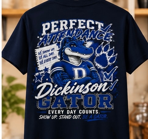 Dickinson Gator mascot graphic tee navy