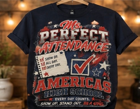 Miss Perfect Attendance America's High School graphic tee