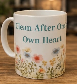 Ceramic mug with floral inspirational quote